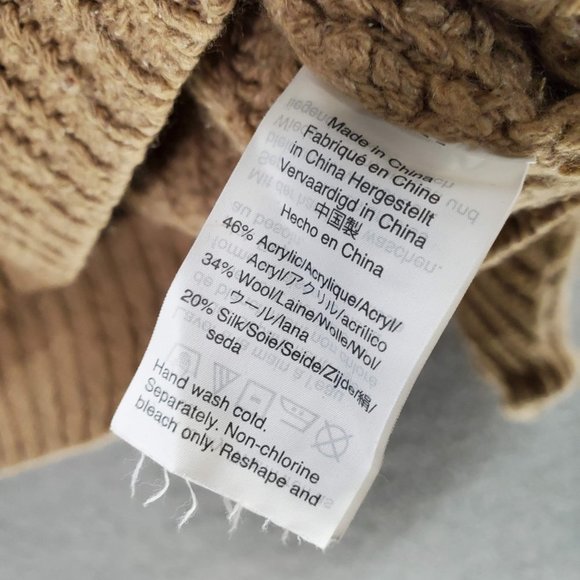 Madewell Women Sweater 2XS Brown‎ Wool Silk Blend Crop Oversized V Neck - Picture 5 of 7